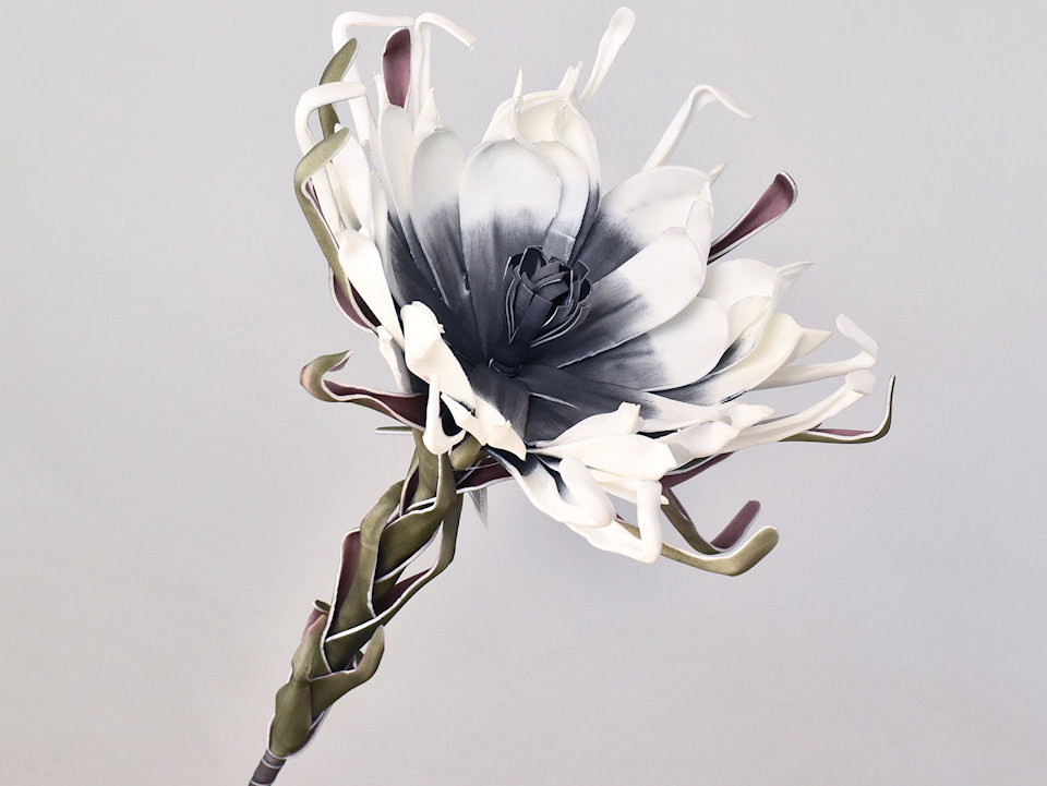Fleur en mousse 80cm Blanc/Charbon