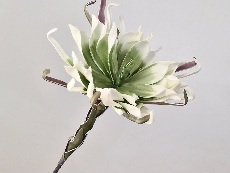 Fleur en mousse 80cm Blanc/Vert