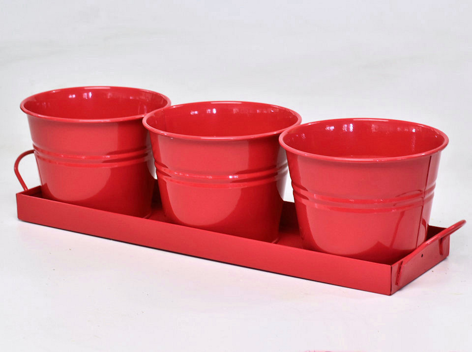 Planteur 3pcs H11cm Rouge