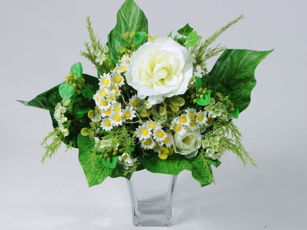 Bouquet Blanc Rose 28cm