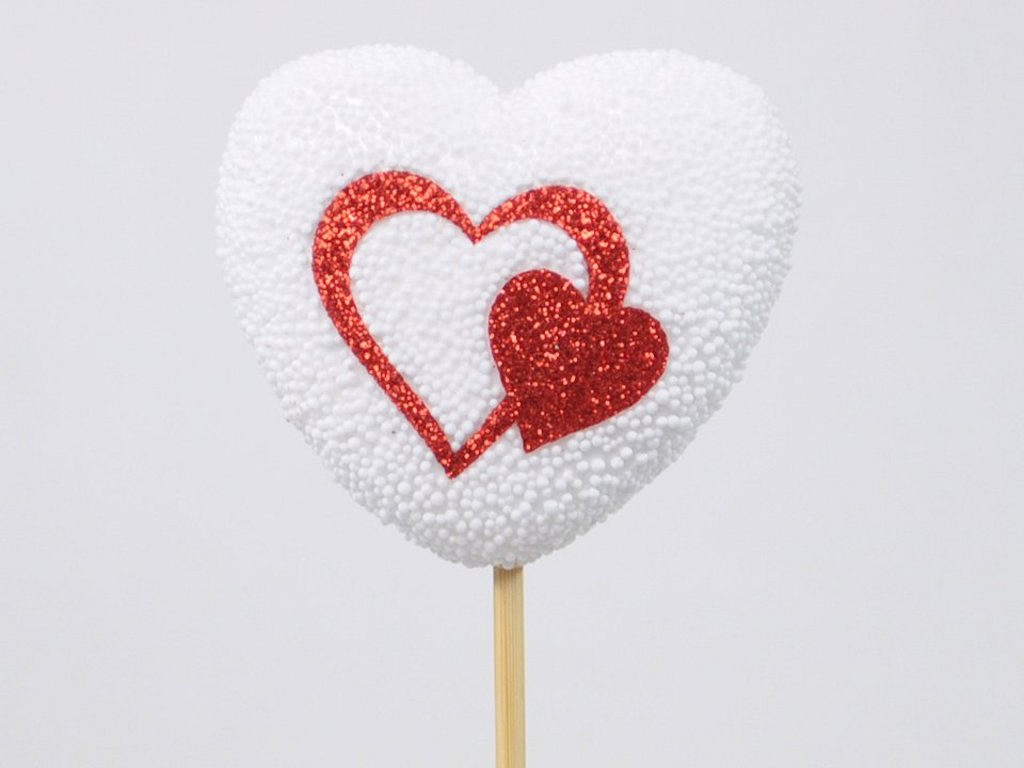Coeur 6cm sur tige 45cm
