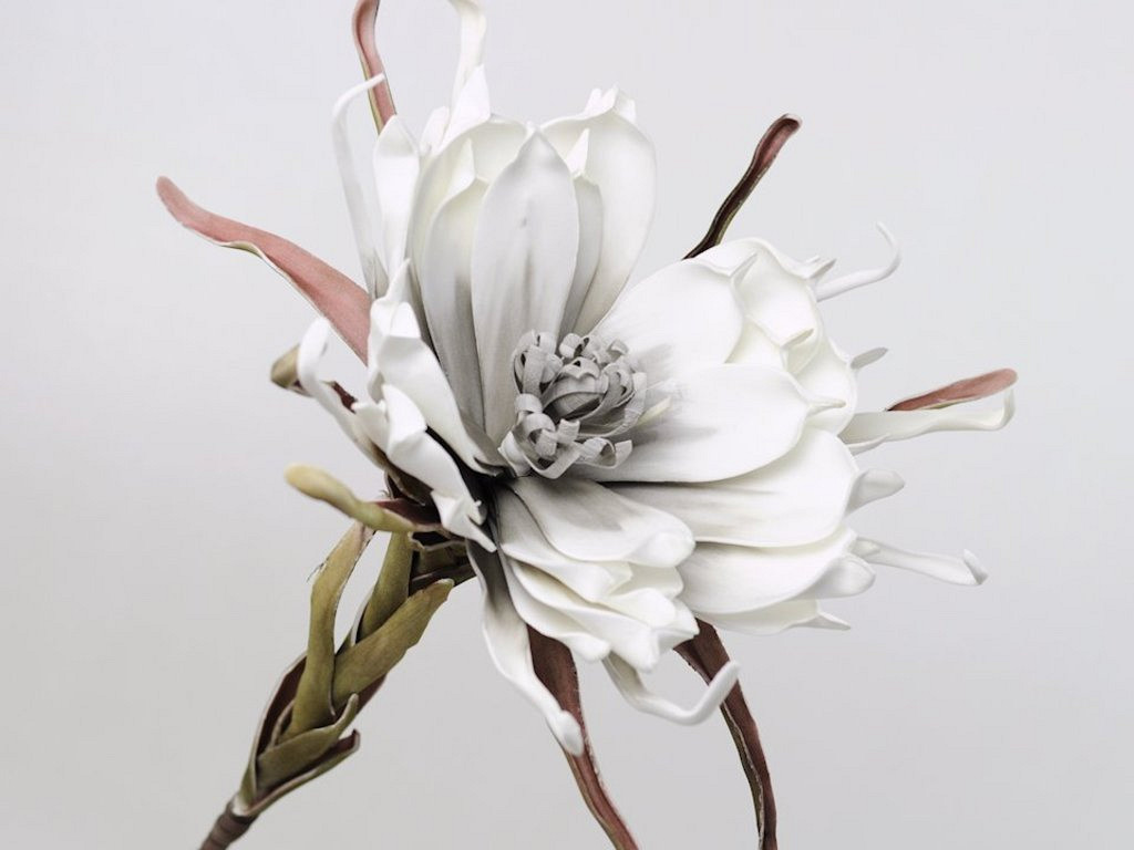 Foam Bloem 80cm Wit/Grijs