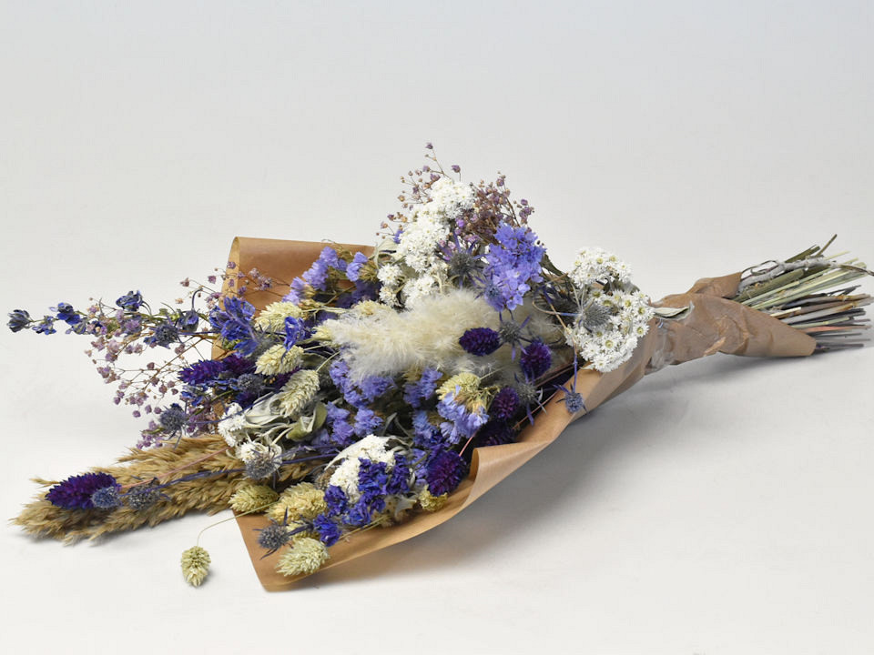 Bouquet Allongé 60cm Bleu Blanc
