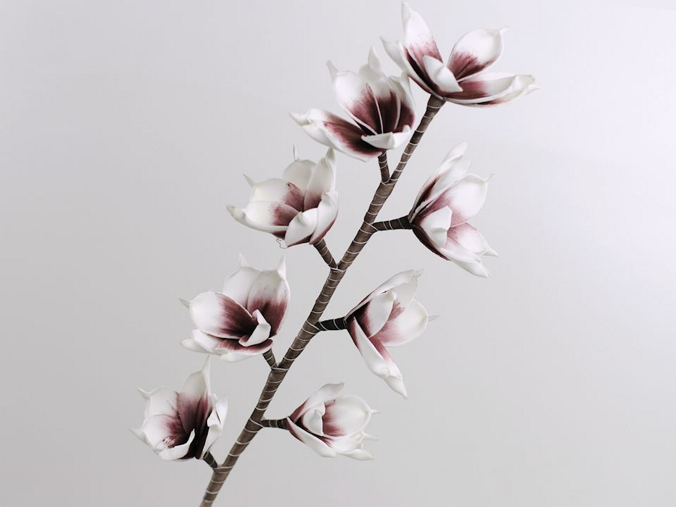 Fleur en mousse 75cm blanc-lilas
