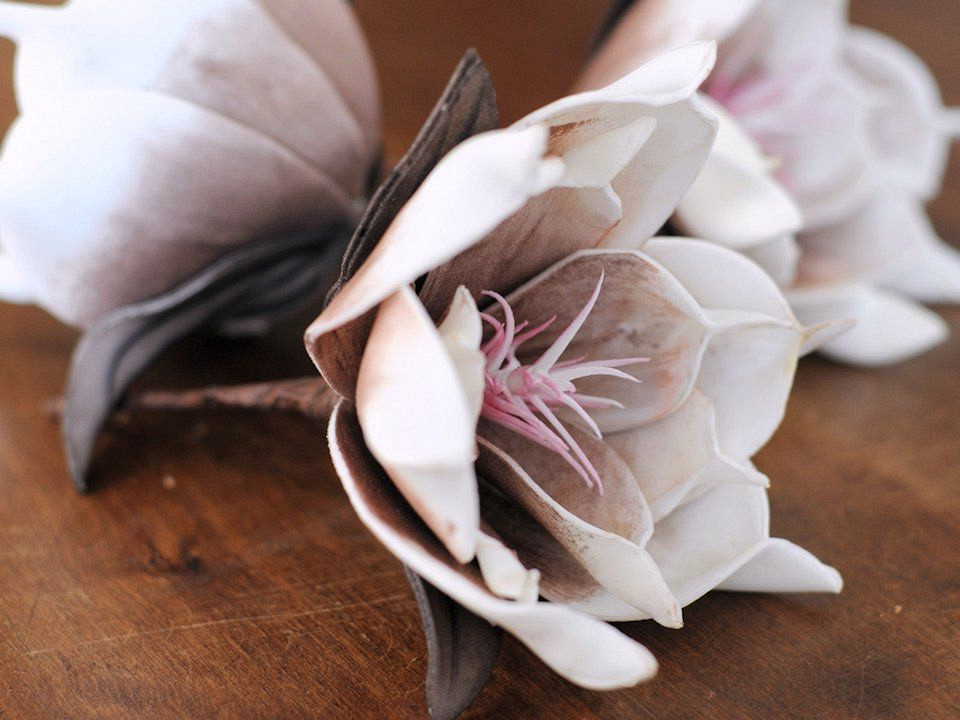Foam Bloem Wit/Mocca, D 16cm