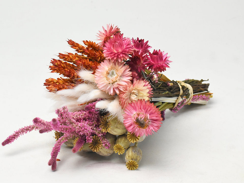 Droogbloemen Boeket Roze Oranje 25cm
