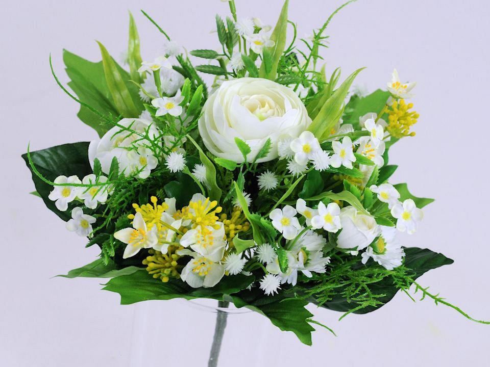 Boeket Ranonkels 21cm Wit