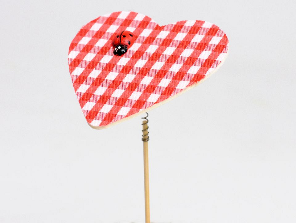 Coeur 6cm sur tige 12cm Rouge