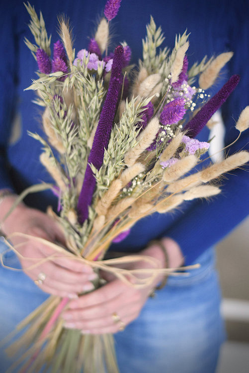 Bouquet de Fleurs Séchées Violet Naturel 60cm