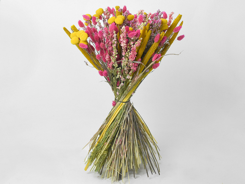 DIY Droogboeket XL Roze/Geel
