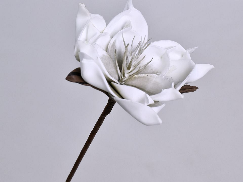 Fleur en mousse Blanc/Gris, D 16cm