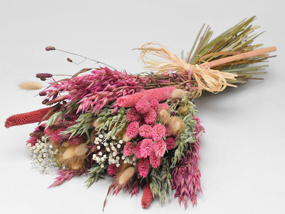 Bouquet de Fleurs Séchées Rose/Naturel 55cm
