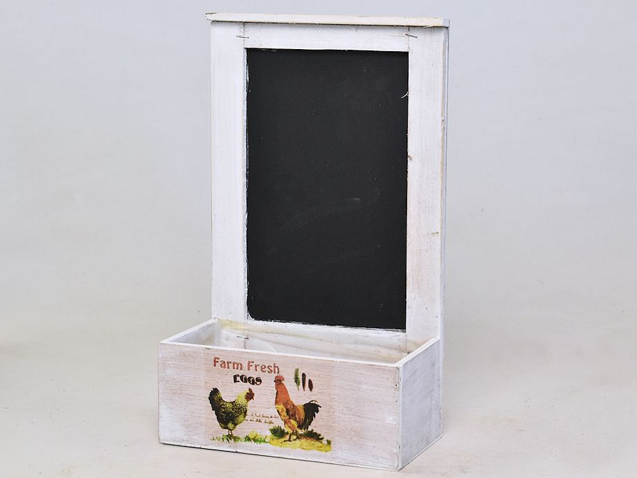 Bloembakje met Krijtbord H33cm Wit