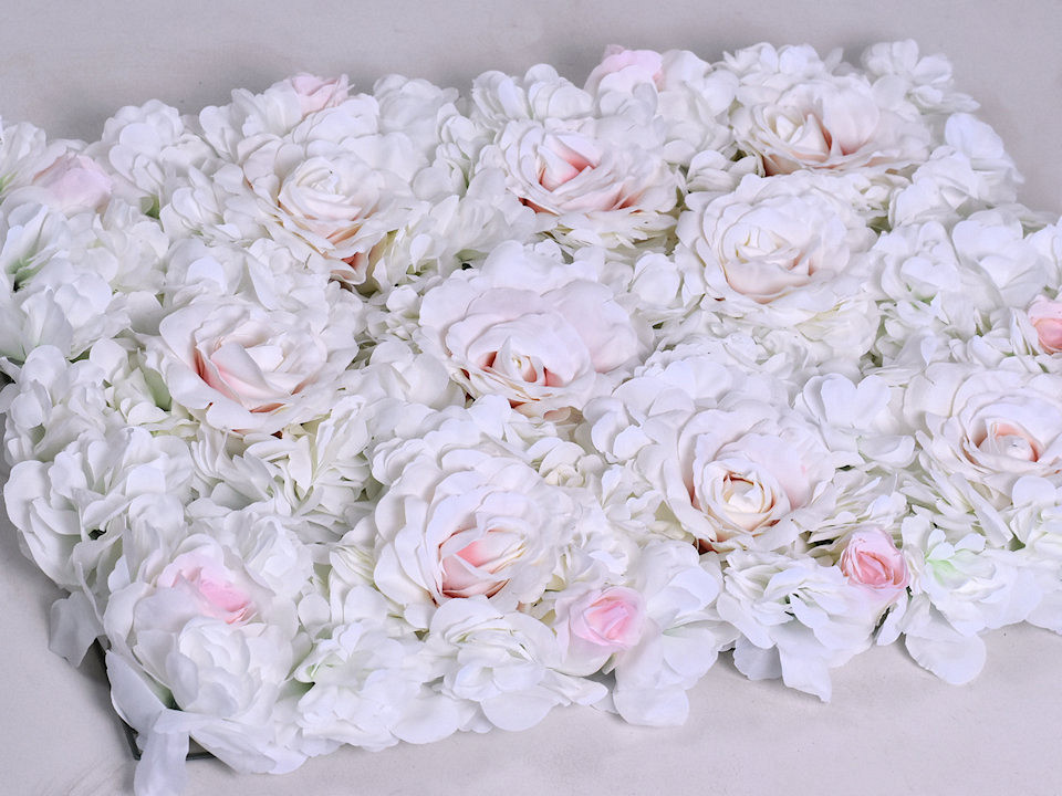 Panneau de fleurs 60x40cm Blanc-Rose