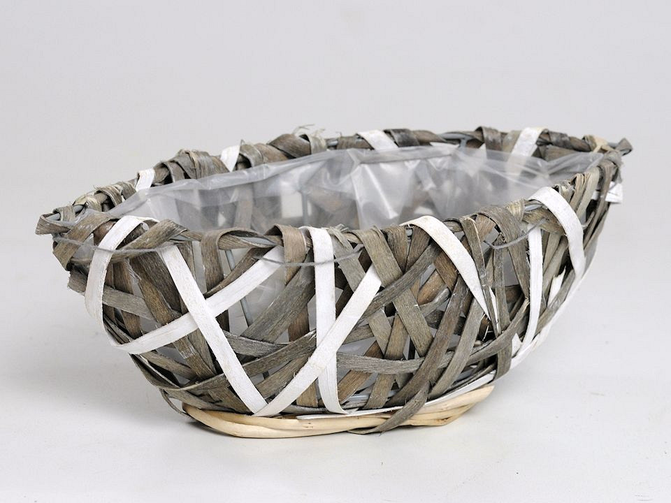 Basket boat L26cm Gris/Blanc