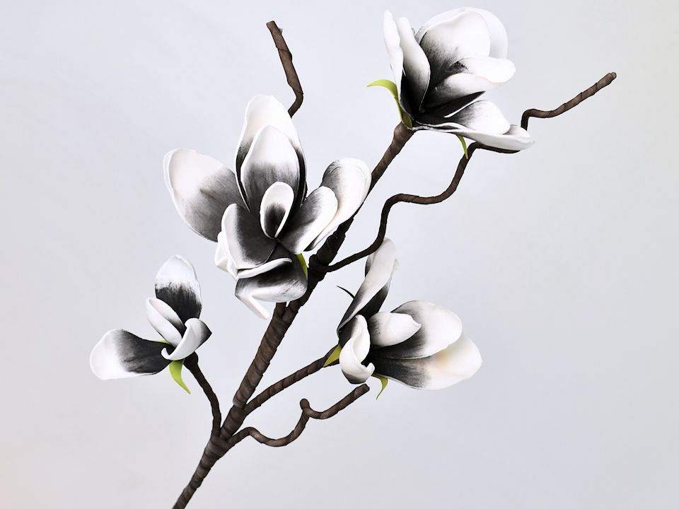 Fleurs en mousse 70cm Blanc/Charbon