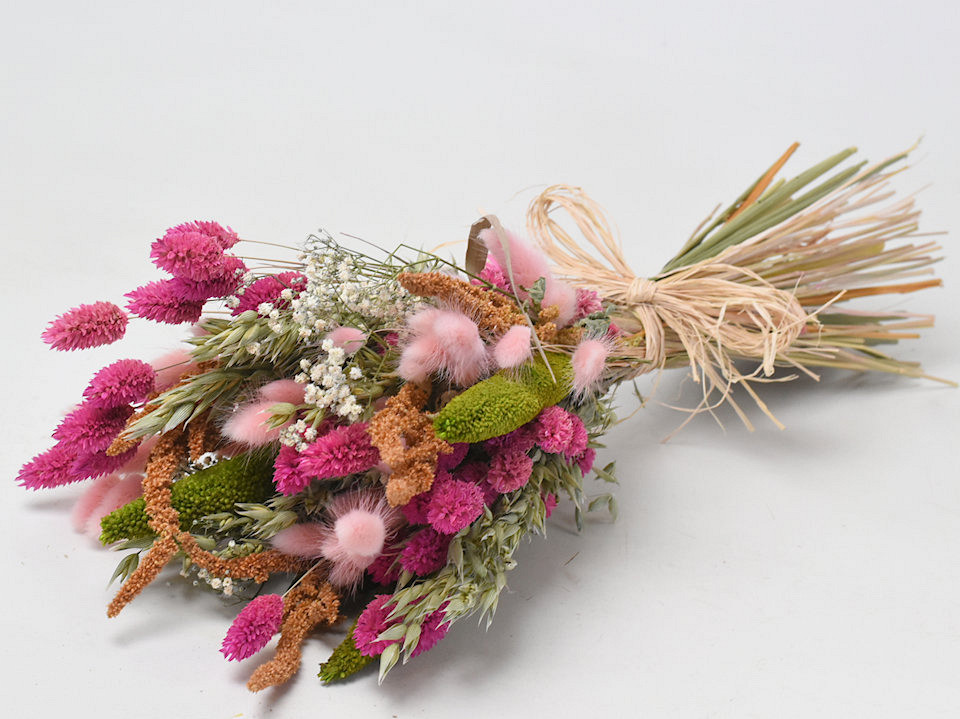 Droogbloemen Boeket Groen Roze 55cm