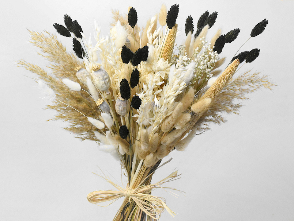 Droogbloemen Boeket Wit Naturel 55cm