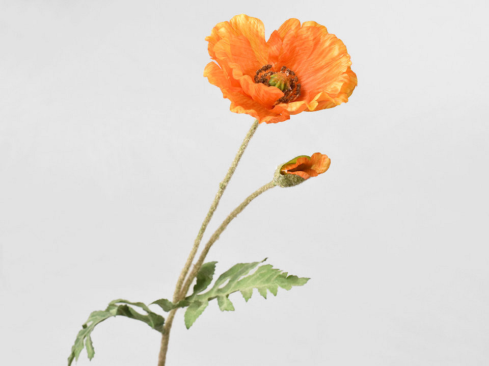 Artificial Poppy Flower Orange 65cm 