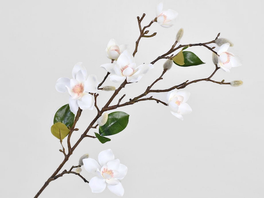 Künstliche Magnolien Zweig Weiß 90cm 