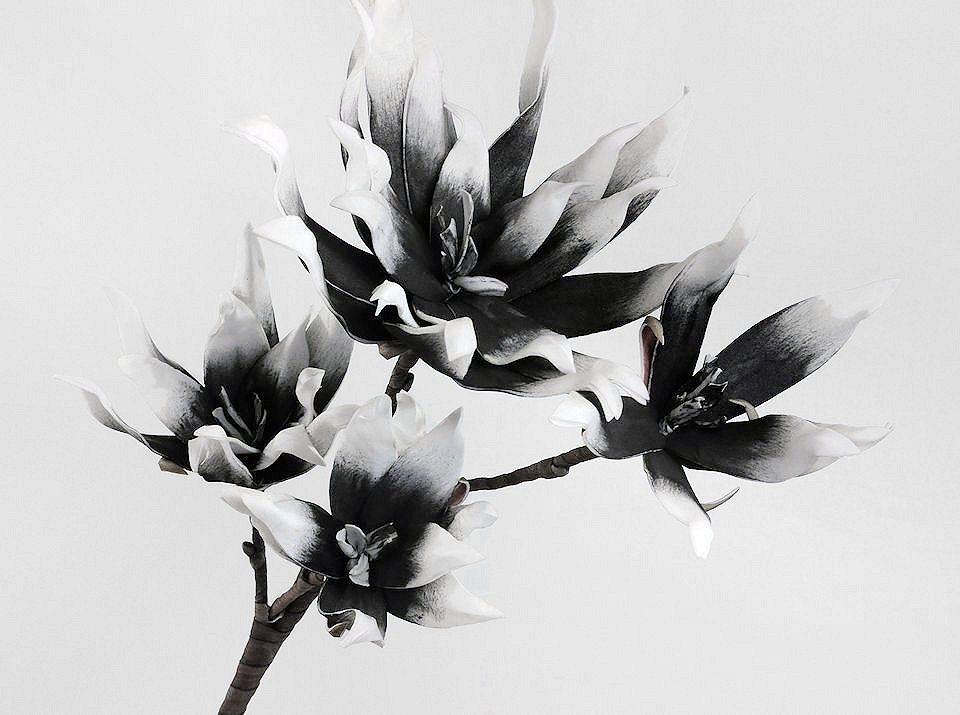 Fleurs en mousse 85 Blanc/Charbon 85cm