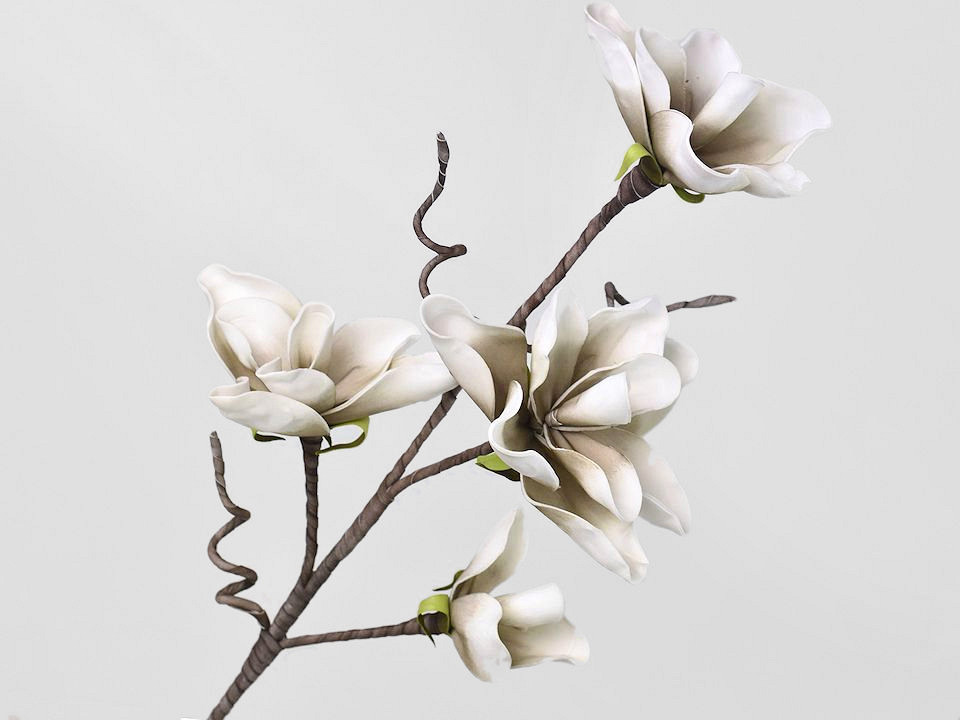 Fleurs en mousse Blanc/Gris 70cm 