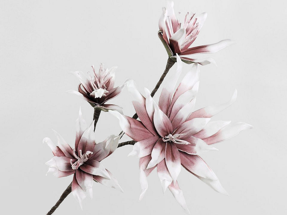 Fleurs en mousse 85 Blanc/Lila 85cm
