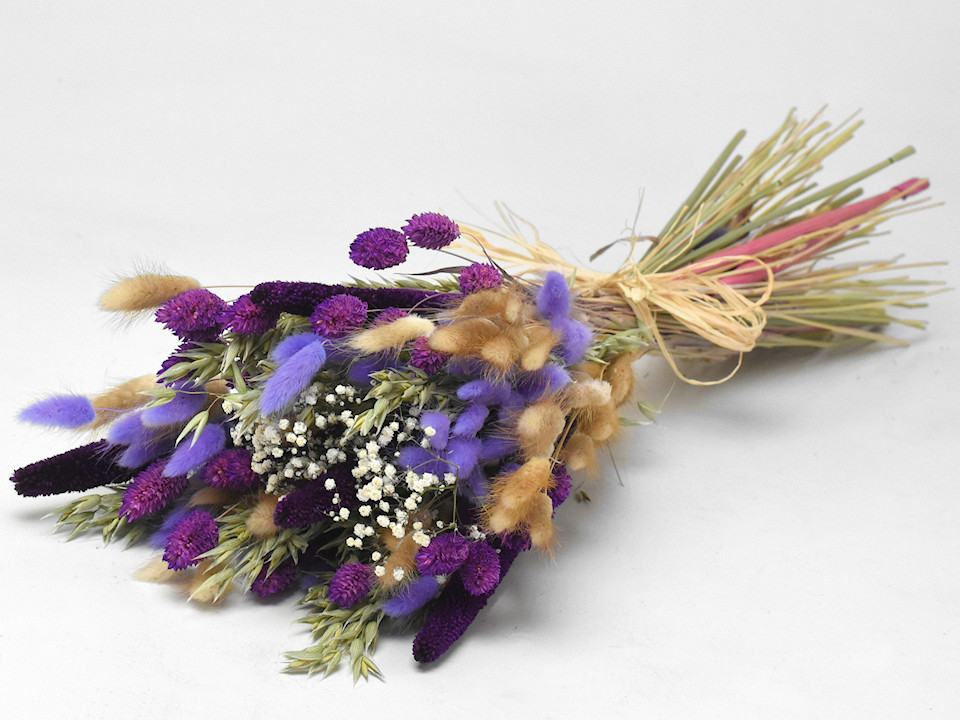 Dried Flower Bouquet Purple Natural 55cm