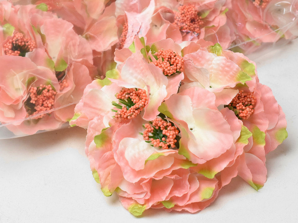 Kunst Hortensia Kop Zalm D16cm