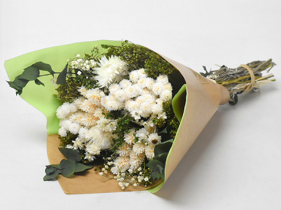 Bouquet séchées Vert/Blanc 40cm