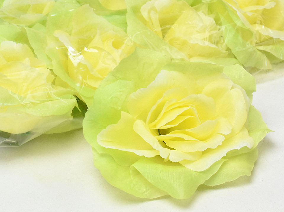 Artificial Rose Yellow-Green D10cm 