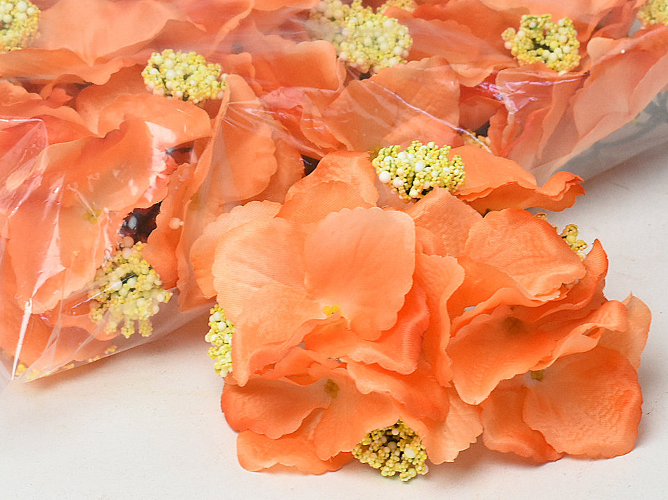 Kunst Hortensia Kop Oranje D14cm
