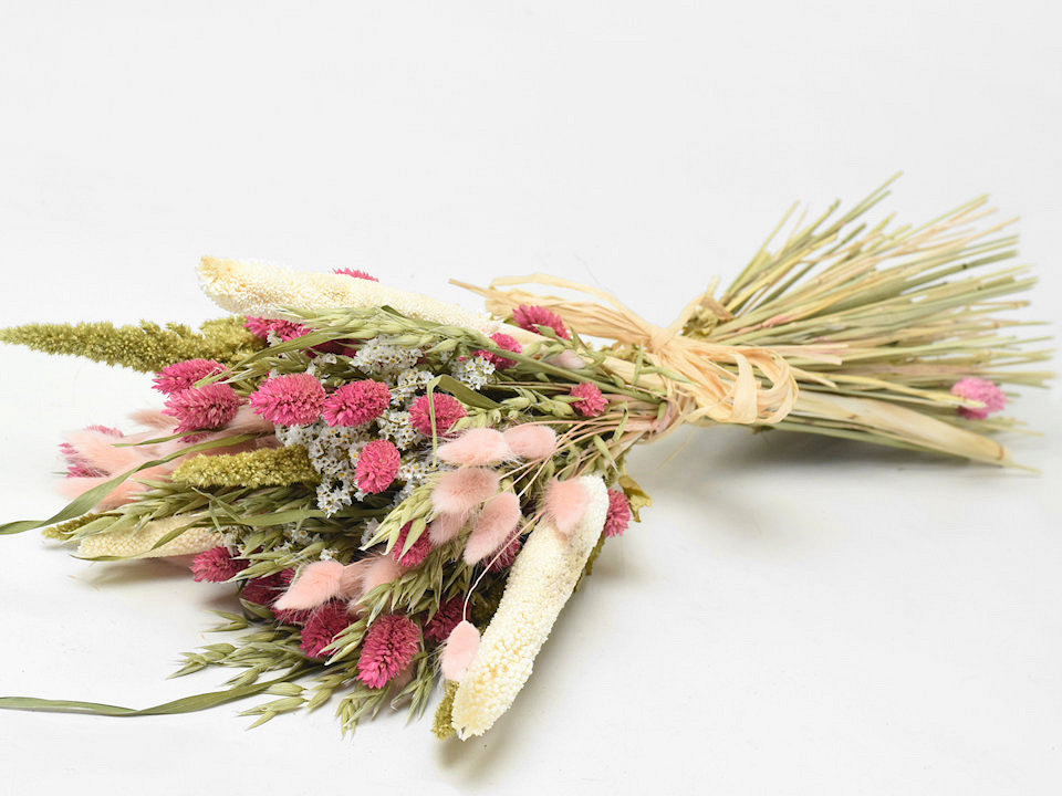 Dried Flower Bouquet Green Pink 60cm