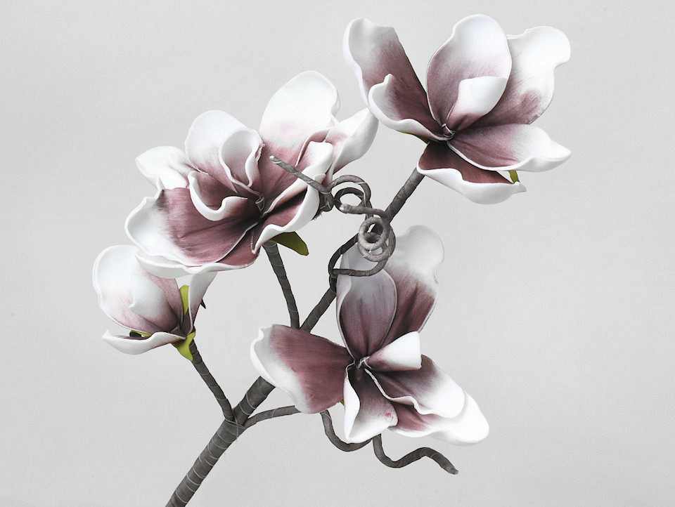 Blüte Schaumstoff Weiß/Aubergine 70cm 