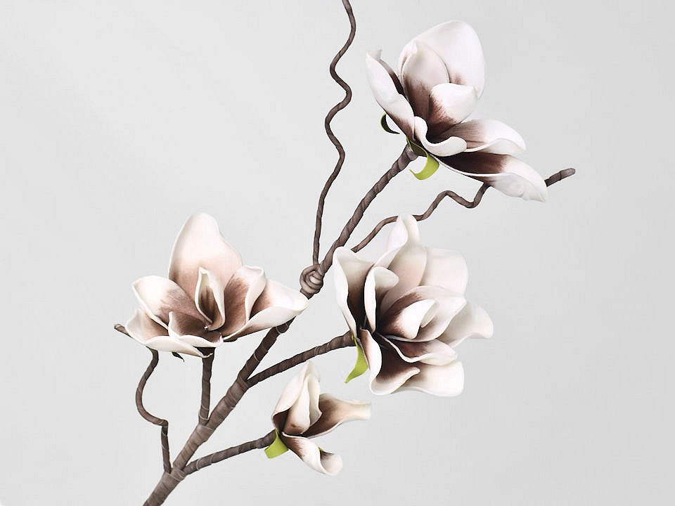 Foam Flower Spray White/Mocca 70cm 