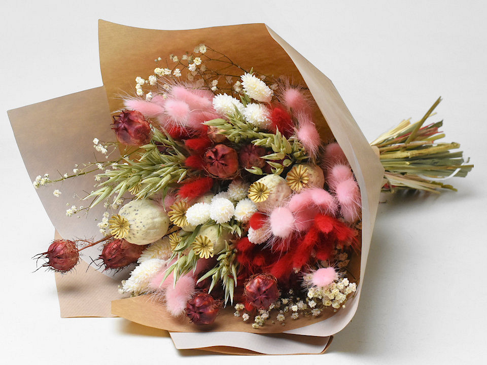 Droogboeket Rood/Roze 45cm