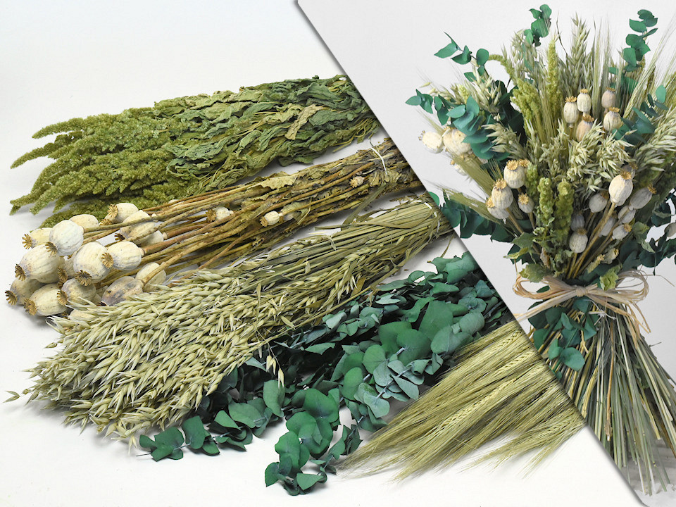 DIY Trockblumenstrauß Grün/Natur XL