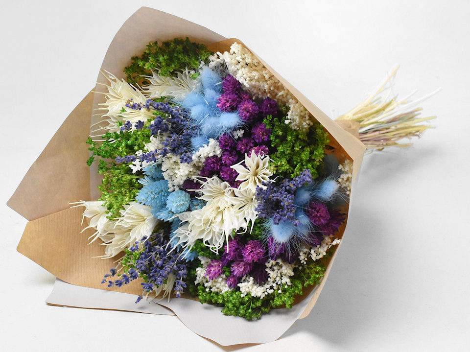 Bouquet de Fleurs Séchées Bleu 40cm