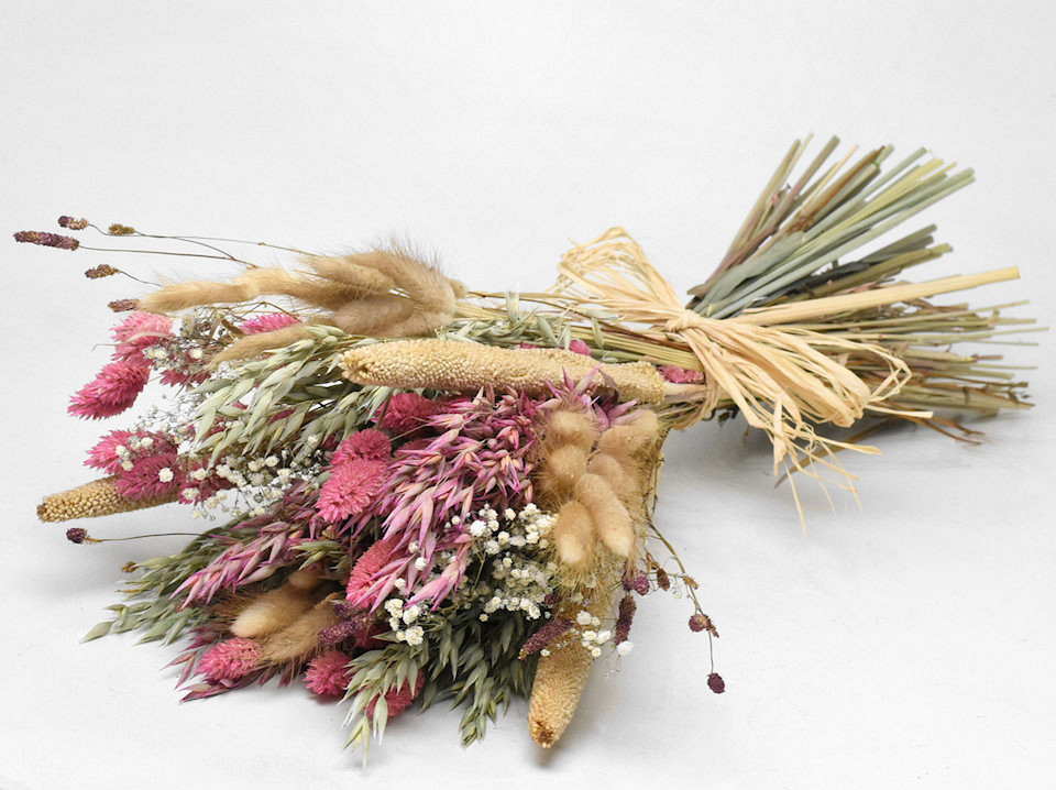 Dried Flower Bouquet Natural-Pink 55cm
