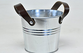 Bucket Leather H14cm Zinc