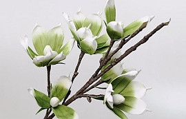 Magnolia en mousse Blanc/Vert, D 18cm