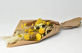 Dried Flower Bouquet Yellow Natural 60cm