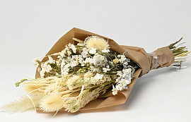 Bouquet de Fleurs Séchées Naturel Blanc 60cm