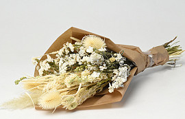 Dried Flower Bouquet Natural White 60cm