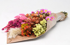 Droogbloemen Boeket Geel Roze 60cm