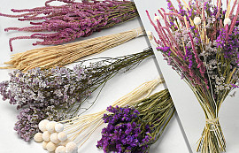 DIY Dried Flower Bouquet White/Pink/Purple XL