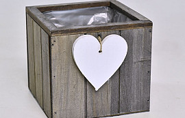 Wooden Box Grey with Heart 