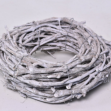 Couronne Bois Vigne 30cm White-Wash