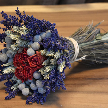 Dried Bouquet 30cm Lavender Rose 24cm