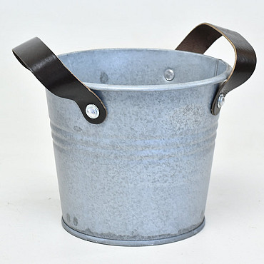 Bucket Leather H14cm Mat Zinc